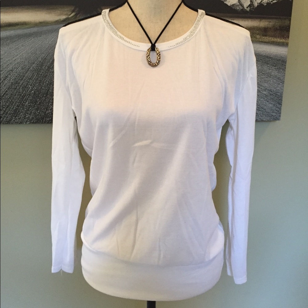 Studded cold shoulder shirt